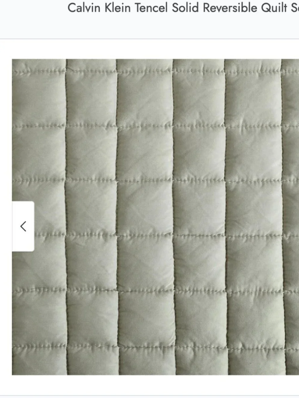 Calvin Klein Tencel Green F/Queen Quilt & Shams Box Stich  3PC set  New $334